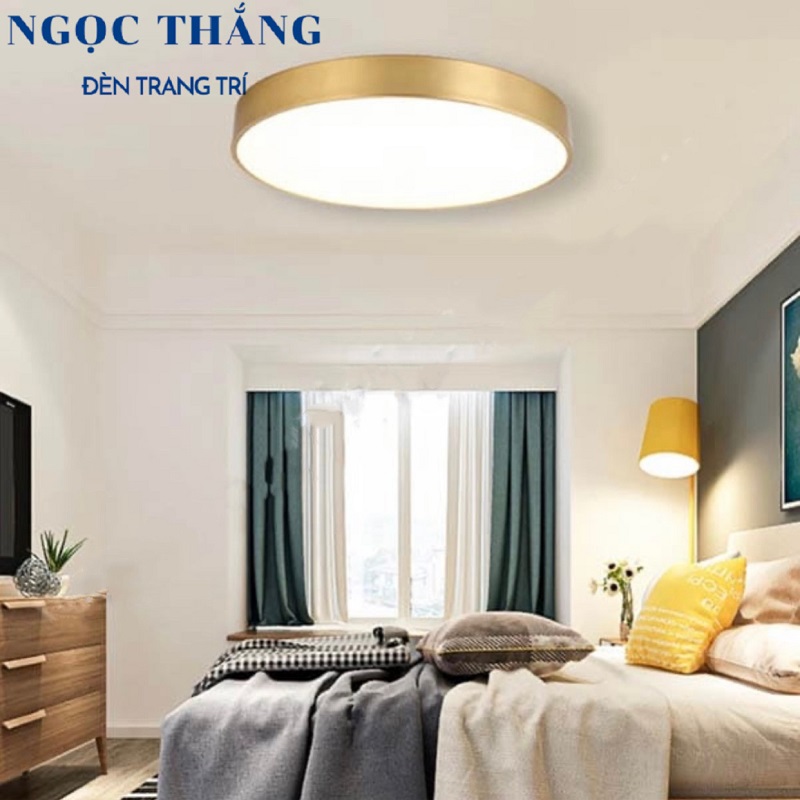 Đèn Mâm LED Ốp Trần Viền Vàng Đồng Trang Trí Phòng Ngủ Phòng Khách Led 3 Màu OD717/40 Ngọc Thắng (Kèm remote điều khiển từ xa) - Ảnh 23