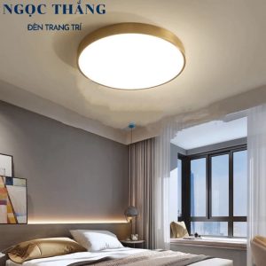 Đèn Mâm LED Ốp Trần Viền Vàng Đồng Trang Trí Phòng Ngủ Phòng Khách Led 3 Màu OD717/40 Ngọc Thắng (Kèm remote điều khiển từ xa)