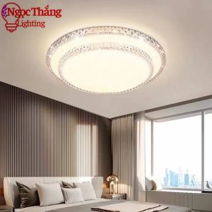 Đèn Mâm Tròn Ốp Trần Hiện Đại Trang Trí Phòng Ngủ Phòng Khách Led 3 Chế Độ Màu 40W OT8520T Ngọc Thắng (Kèm remote điều khiển từ xa)
