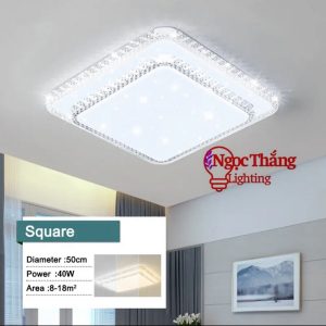 Alternative view of Đèn Mâm Vuông Ốp Trần Hiện Đại Trang Trí Phòng Ngủ Phòng Khách Led 3 Chế Độ Màu 40W OT8520V Ngọc Thắng (Kèm remote điều khiển từ xa)