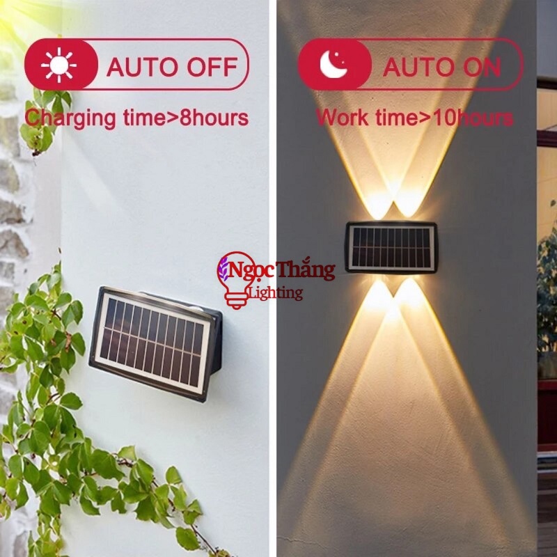 Đèn năng lượng mặt trời treo tường 4 bóng hắt tường trang trí ngoài trời Led 4W VNL1401 Ngọc Thắng