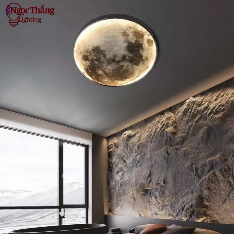 Đèn ốp trần Mặt Trăng 80cm treo tường trang trí phòng khách phòng ngủ Led 48W 220V OTA03 Ngọc Thắng - Ảnh 10