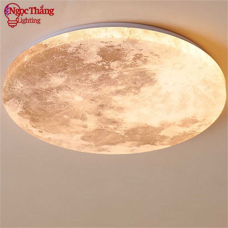 Đèn ốp trần Mặt Trăng 80cm treo tường phòng khách phòng ngủ Led 3 màu 56W 220V OTA02 Ngọc Thắng