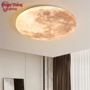 Đèn ốp trần Mặt Trăng 60cm treo tường phòng khách phòng ngủ Led 3 màu 48W 220V OTA02 Ngọc Thắng