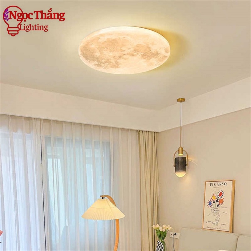 Đèn ốp trần Mặt Trăng 80cm treo tường phòng khách phòng ngủ Led 3 màu 56W 220V OTA02 Ngọc Thắng - Ảnh 10