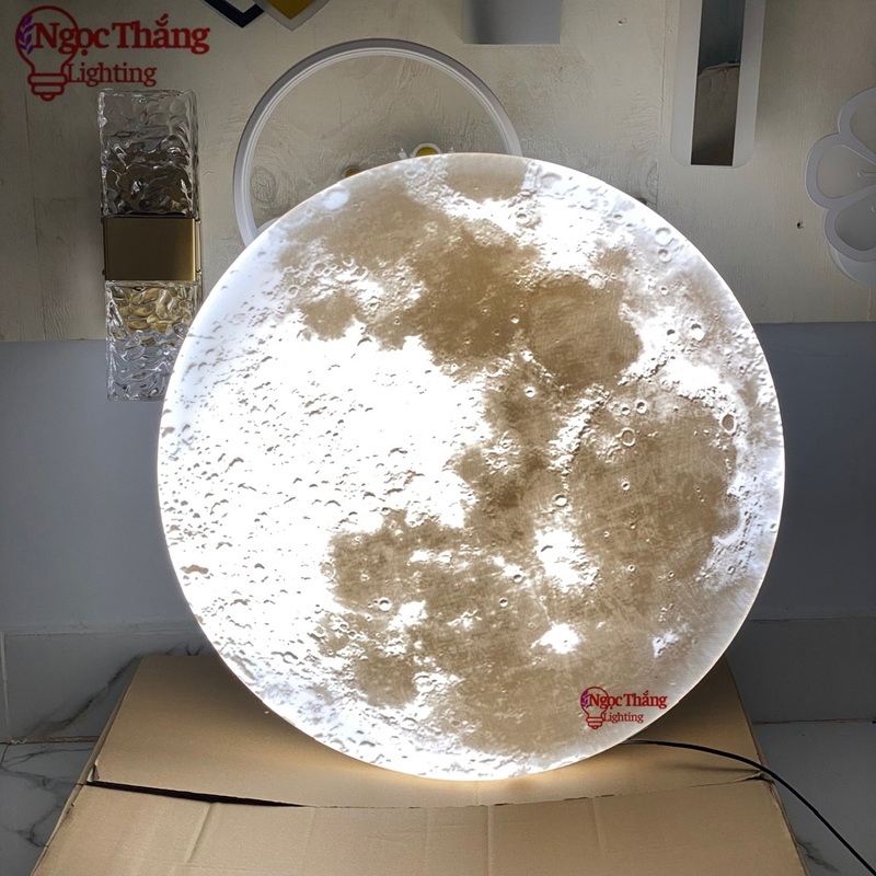Đèn ốp trần Mặt Trăng 80cm treo tường phòng khách phòng ngủ Led 3 màu 56W 220V OTA02 Ngọc Thắng - Ảnh 6