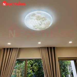 Đèn ốp trần Mặt Trăng 60cm treo tường phòng khách phòng ngủ Led 3 màu 48W 220V OTA02 Ngọc Thắng - Ảnh 7