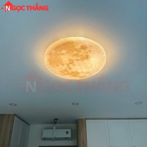Đèn ốp trần Mặt Trăng 80cm treo tường phòng khách phòng ngủ Led 3 màu 56W 220V OTA02 Ngọc Thắng - Ảnh 3