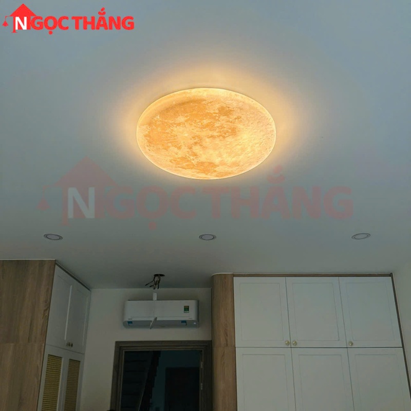 Đèn ốp trần Mặt Trăng 80cm treo tường phòng khách phòng ngủ Led 3 màu 56W 220V OTA02 Ngọc Thắng - Ảnh 2
