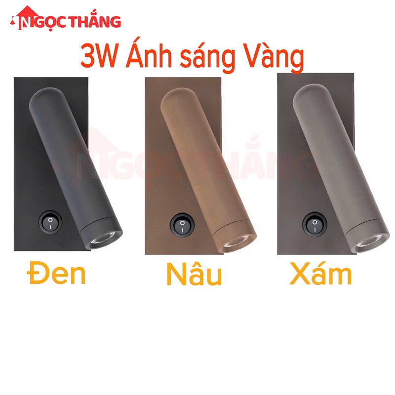 Đèn roị đọc sách gắn tường phòng ngủ có công tắt Bảo hành 24 tháng Led 3W VRT22 Ngọc Thắng