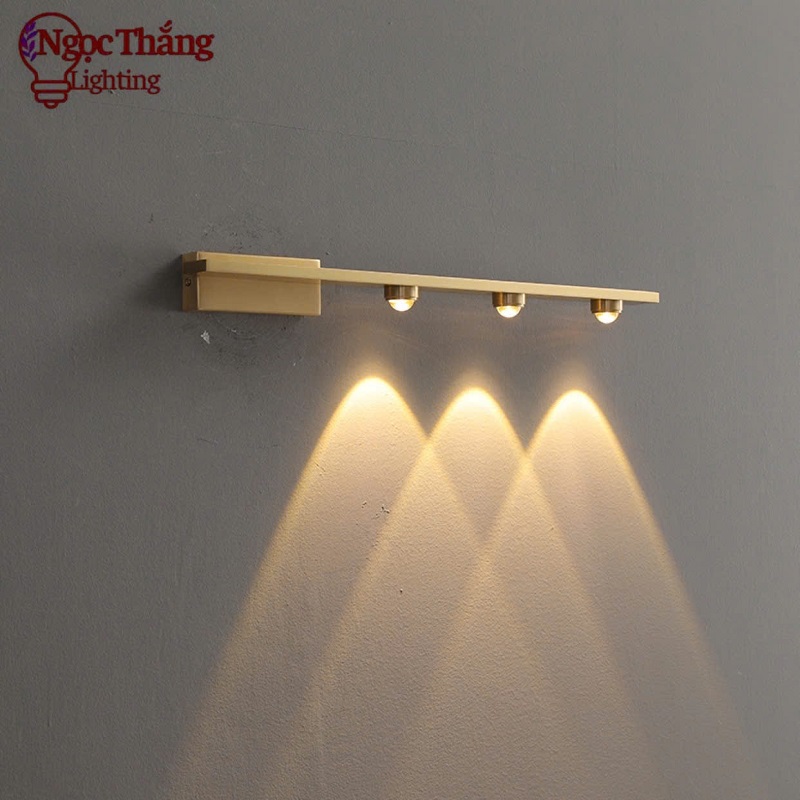 Đèn Rọi Tranh 3 Bóng Gắn Tường Trang Trí Phòng Ngủ Phòng Khách Led 3 Màu 220V GT414-25 Ngọc Thắng