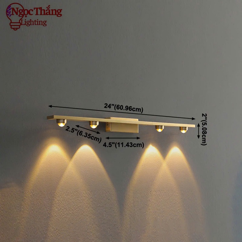 Đèn Rọi Tranh 4 Bóng Gắn Tường Trang Trí Phòng Ngủ Phòng Khách Led 3 Màu 220V GT413-25 Ngọc Thắng - Ảnh 6