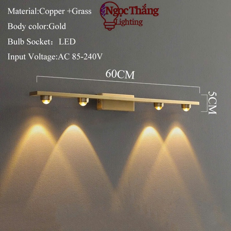 Đèn Rọi Tranh 4 Bóng Gắn Tường Trang Trí Phòng Ngủ Phòng Khách Led 3 Màu 220V GT413-25 Ngọc Thắng - Ảnh 2