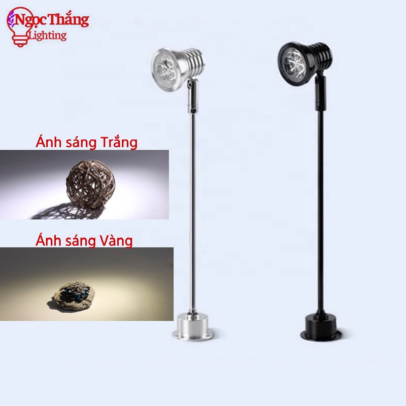 Đèn Led mini spotlight đèn rọi tủ trưng bày sản phẩm Ánh sáng Trắng/Vàng 3W 220V PT1908 Ngọc Thắng - Ảnh 10
