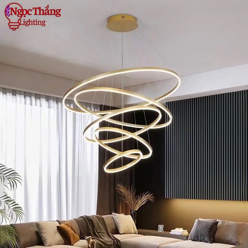 Đèn thả 5 vòng Led 40-60-80-100-120 trang trí sảnh phòng khách Led 3 màu THD7051T5 Ngọc Thắng - Ảnh 11