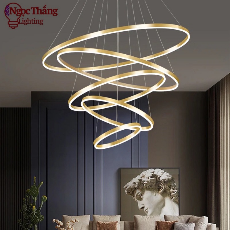 Đèn thả 5 vòng Led 40-60-80-100-120 trang trí sảnh phòng khách Led 3 màu THD7051T5 Ngọc Thắng - Ảnh 10