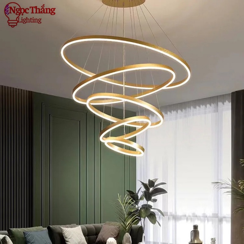 Đèn thả 5 vòng Led 40-60-80-100-120 trang trí sảnh phòng khách Led 3 màu THD7051T5 Ngọc Thắng - Ảnh 7