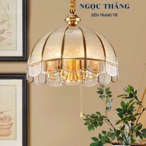 Đèn thả đồng cổ điển cao cấp trang trí phòng khách bàn ăn 220V TĐ8001/5 Ngọc Thắng