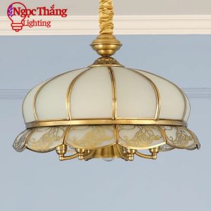 Alternative view of Đèn thả đồng cổ điển cao cấp trang trí phòng khách bàn ăn 220V TĐ8209 Ngọc Thắng (Tặng kèm 4 bóng Led 4w ánh sáng vàng)