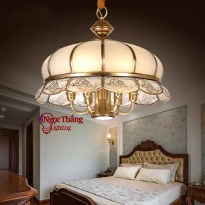 Alternative view of Đèn thả đồng cổ điển cao cấp trang trí phòng khách bàn ăn 220V TĐ8209 Ngọc Thắng (Tặng kèm 4 bóng Led 4w ánh sáng vàng)