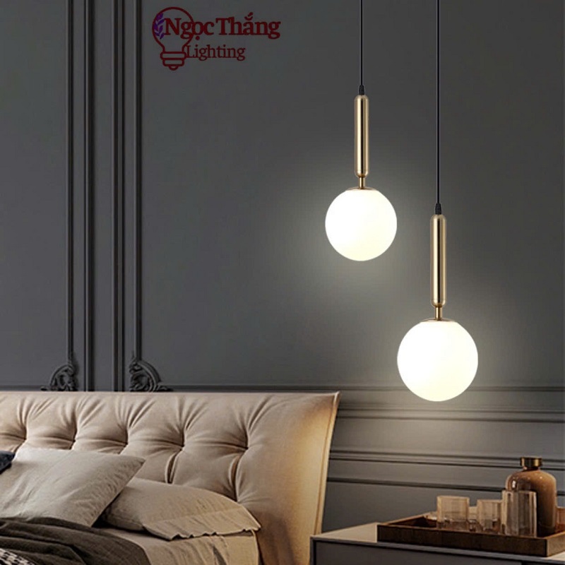 Đèn thả trần hình cầu thuỷ tinh trang trí bàn ăn quầy bar phòng ngủ E27 220V THCN192-21 Ngọc Thắng - Ảnh 7