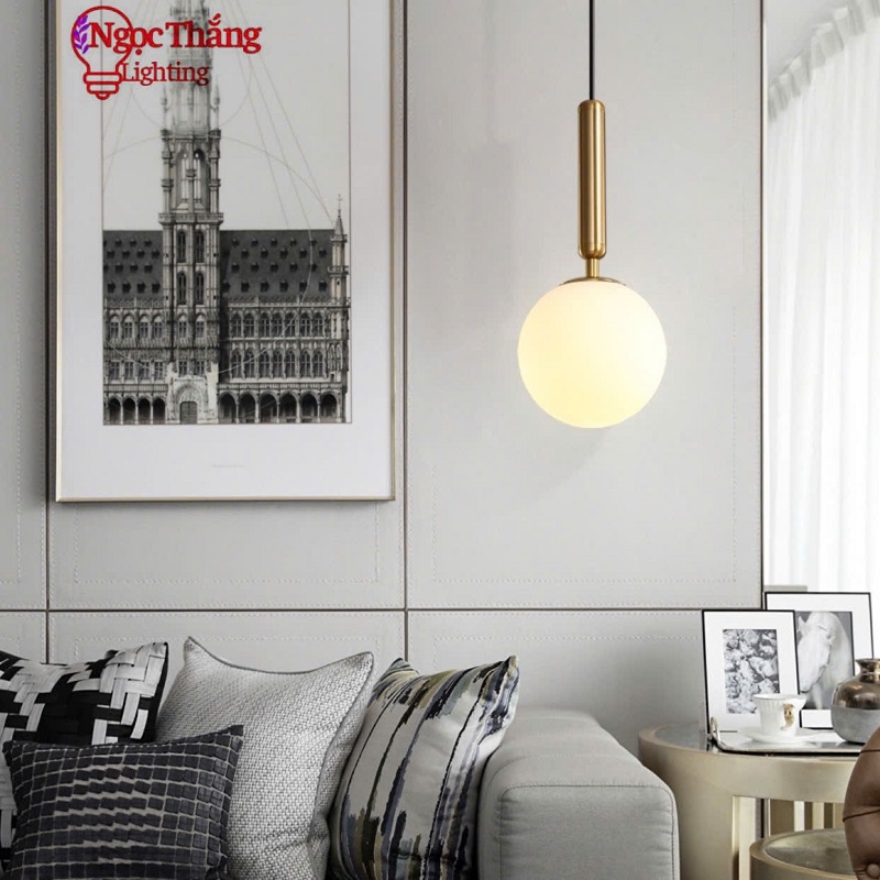 Đèn thả trần hình cầu thuỷ tinh trang trí bàn ăn quầy bar phòng ngủ E27 220V THCN192-21 Ngọc Thắng - Ảnh 6