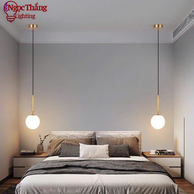 Đèn thả trần hình cầu thuỷ tinh trang trí bàn ăn quầy bar phòng ngủ E27 220V THCN192-21 Ngọc Thắng - Ảnh 3