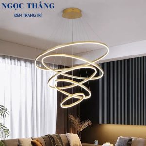 Đèn thả thông tầng 5 vòng Led 40-60-80-100-120 trang trí sảnh phòng khách tích hợp Led 3 chế độ màu TH825 Ngọc Thắng (Tặng kèm remote điều khiển từ xa)