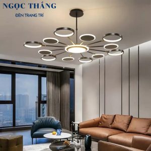 Đèn thả trần 12 bóng cao cấp trang trí phòng khách phòng ngủ bàn ăn Led 3 chế độ màu 98W 220V TTK116T6+6 Ngọc Thắng - Ảnh 9