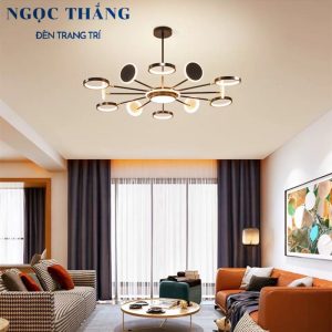 Đèn thả trần 12 bóng cao cấp trang trí phòng khách phòng ngủ bàn ăn Led 3 chế độ màu 98W 220V TTK116T6+6 Ngọc Thắng - Ảnh 10
