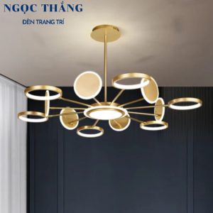 Đèn thả trần 12 bóng cao cấp trang trí phòng khách phòng ngủ bàn ăn Led 3 chế độ màu 98W 220V TTK116T6+6 Ngọc Thắng - Ảnh 4