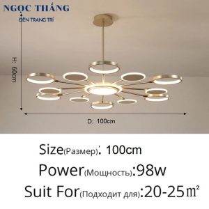 Alternative view of Đèn thả trần 12 bóng cao cấp trang trí phòng khách phòng ngủ bàn ăn Led 3 chế độ màu 98W 220V TTK116T6+6 Ngọc Thắng