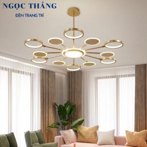 Đèn thả trần 12 bóng cao cấp trang trí phòng khách phòng ngủ bàn ăn Led 3 chế độ màu 98W 220V TTK116T6+6 Ngọc Thắng - Ảnh 7