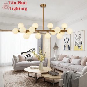 Đèn thả chùm ngọc trai 16 bóng Led trang trí sảnh phòng khách bàn ăn T2700-16 Ngọc Thắng - Ảnh 7