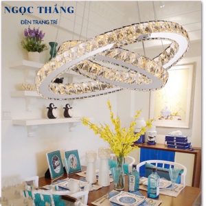 Đèn thả trần 2 vòng pha lê cao cấp trang trí phòng khách bàn ăn Led 3 chế độ màu TPL7210 Ngọc Thắng (Tặng kèm remote điều khiển) - Ảnh 8