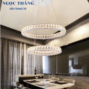 Đèn thả trần 2 vòng pha lê cao cấp trang trí phòng khách bàn ăn Led 3 chế độ màu TPL7210 Ngọc Thắng (Tặng kèm remote điều khiển) - Ảnh 7