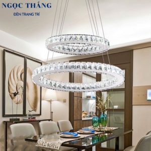 Đèn thả trần 2 vòng pha lê cao cấp trang trí phòng khách bàn ăn Led 3 chế độ màu TPL7210 Ngọc Thắng (Tặng kèm remote điều khiển) - Ảnh 6