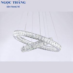 Đèn thả trần 2 vòng pha lê cao cấp trang trí phòng khách bàn ăn Led 3 chế độ màu TPL7210 Ngọc Thắng (Tặng kèm remote điều khiển) - Ảnh 5