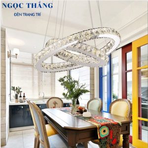 Đèn thả trần 2 vòng pha lê cao cấp trang trí phòng khách bàn ăn Led 3 chế độ màu TPL7210 Ngọc Thắng (Tặng kèm remote điều khiển) - Ảnh 4
