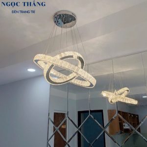Đèn thả trần 2 vòng pha lê cao cấp trang trí phòng khách bàn ăn Led 3 chế độ màu TPL7210 Ngọc Thắng (Tặng kèm remote điều khiển) - Ảnh 3