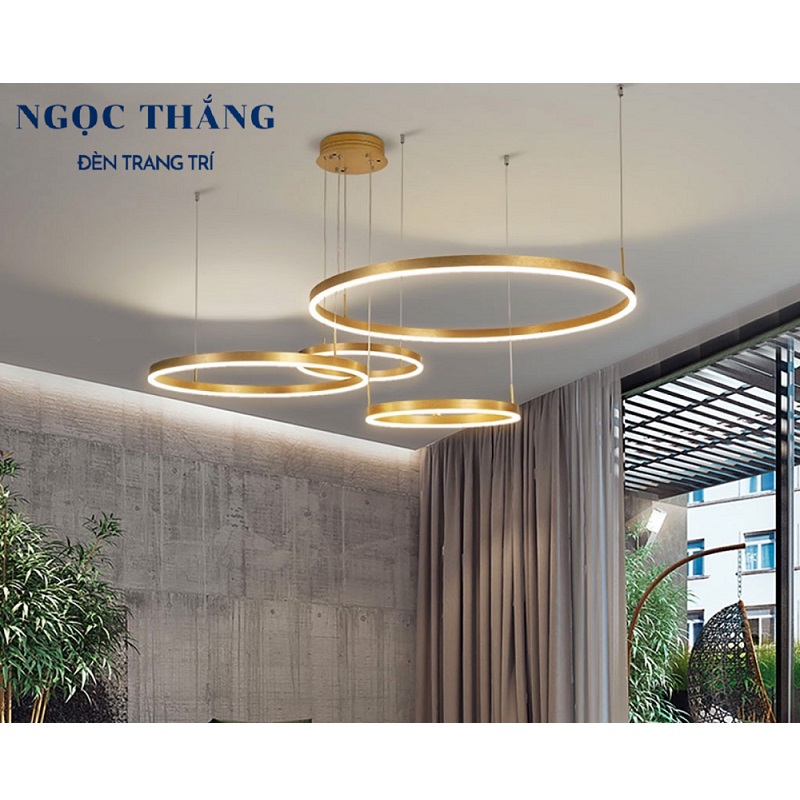 Đèn thả trần 4 vòng led 20-40-60-80 trang trí phòng khách bàn ăn Led 3 chế độ màu 80W TH8039 Ngọc Thắng - Ảnh 16