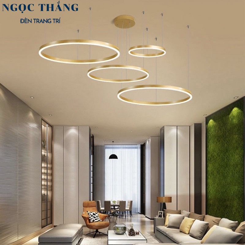 Đèn thả trần 4 vòng led 20-40-60-80 trang trí phòng khách bàn ăn Led 3 chế độ màu 80W TH8039 Ngọc Thắng - Ảnh 8