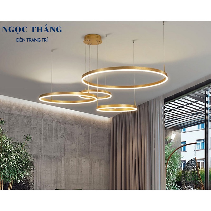Đèn thả trần 4 vòng led 20-40-60-80 trang trí phòng khách bàn ăn Led 3 chế độ màu 80W TH8039 Ngọc Thắng - Ảnh 10