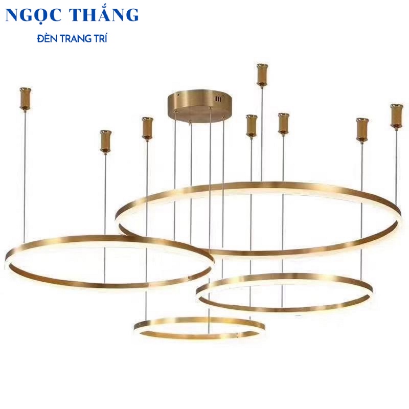 Đèn thả trần 4 vòng led 20-40-60-80 trang trí phòng khách bàn ăn Led 3 chế độ màu 80W TH8039 Ngọc Thắng - Ảnh 12