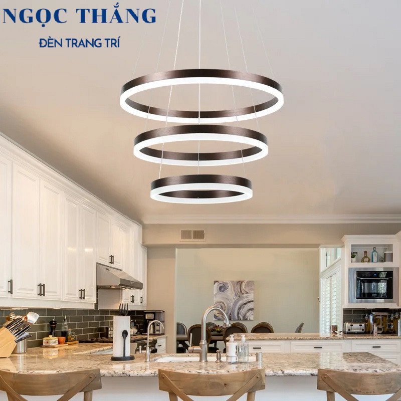 Đèn thả trần 3 vòng led 30-40-60 trang trí phòng khách bàn ăn tích hợp Led 3 chế độ màu T6831CF Ngọc Thắng (Tặng kèm remote điều khiển từ xa)