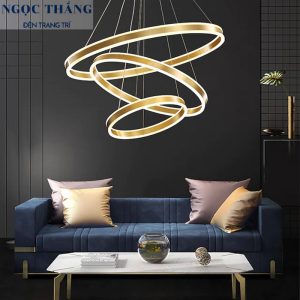 Alternative view of Đèn thả trần 3 vòng Led 40-60-80 trang trí phòng khách bàn ăn tích hợp Led 3 chế độ màu TH896 Ngọc Thắng (Tặng kèm remote điều khiển từ xa)
