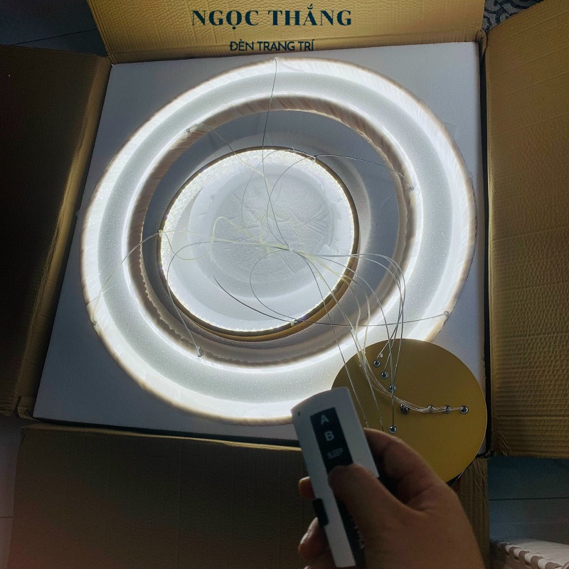 Đèn thả trần 3 vòng Led 40-60-80 trang trí phòng khách bàn ăn tích hợp Led 3 chế độ màu TH8122 Ngọc Thắng (Tặng kèm remote điều khiển từ xa) - Ảnh 3