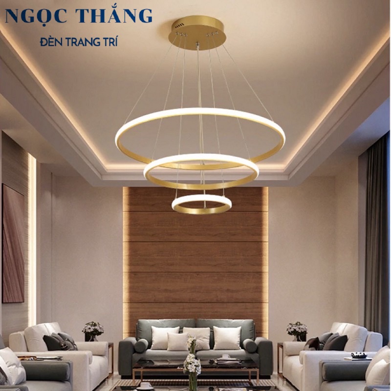 Đèn thả 3 vòng Led 30-50-70 trang trí phòng khách bàn ăn Led 3 chế độ màu TH862 Ngọc Thắng (Kèm remote điều khiển từ xa)