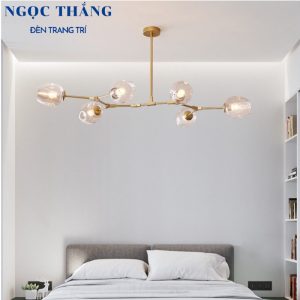 Alternative view of Đèn thả trần 6 bóng cao cấp trang trí phòng khách phòng ngủ bàn ăn T882/6 Ngọc Thắng (Kèm 6 bóng Led ánh sáng vàng)