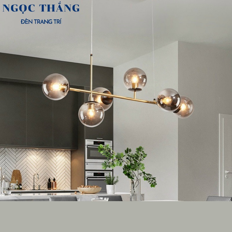Đèn thả trần 6 bóng cao cấp trang trí phòng khách phòng ngủ bàn ăn THCN02 Ngọc Thắng (Kèm 6 bóng Led ánh sáng vàng) - Ảnh 3